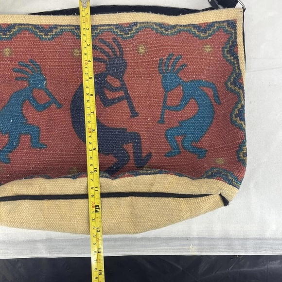 Yoki Artisan Woven Shoulder Bag Colorful Tribal Print Canvas Zipper Closure Bag - Picture 7 of 9